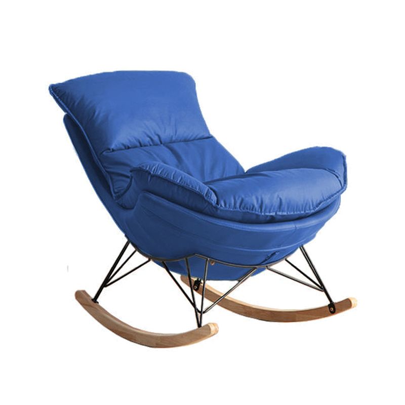 Contemporary Rocking Chair Fabric Upholstered Tufted Metal Frame Baby Rocking Chair