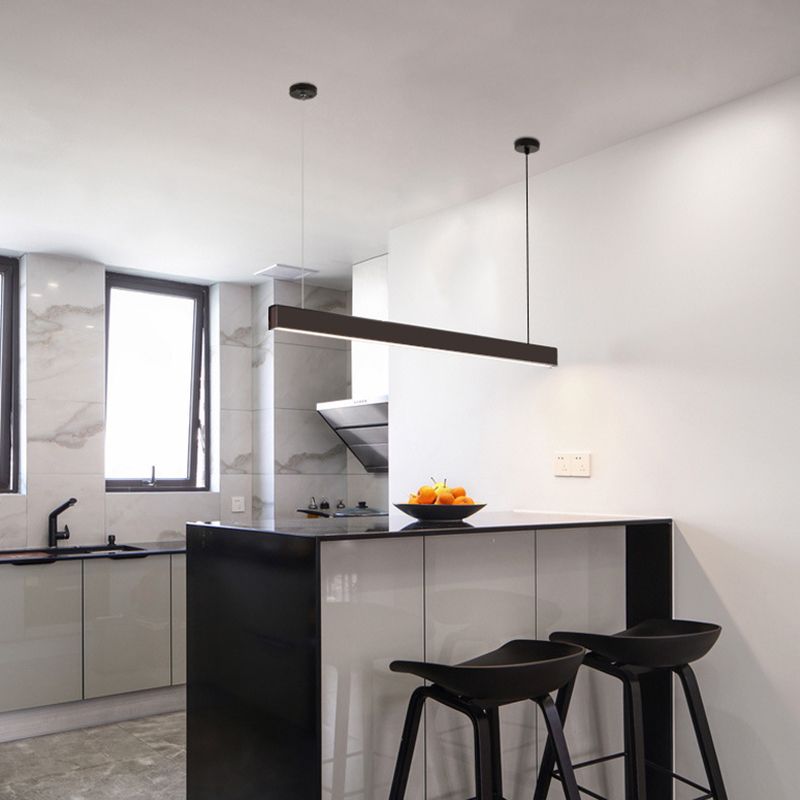 Rectangle Island Lights Modern Metal 1 Light Kitchen Island Lighting in Black