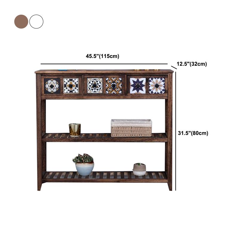 Mid-Century Modern Accent Table with Drawers for Hall Console