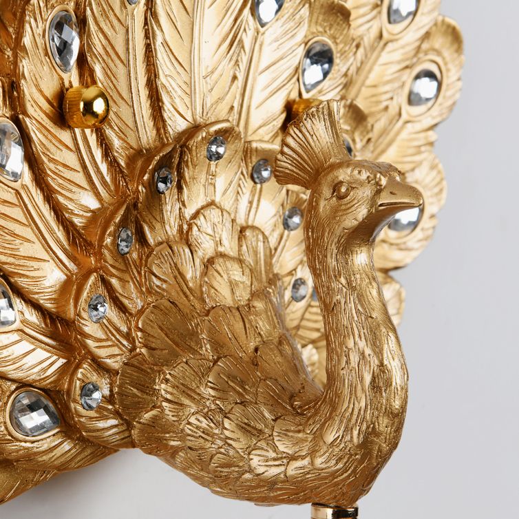 Peacock-Wandmontaglampe moderne 1-Licht-Wandleuchte mit klarem Kristallschatten