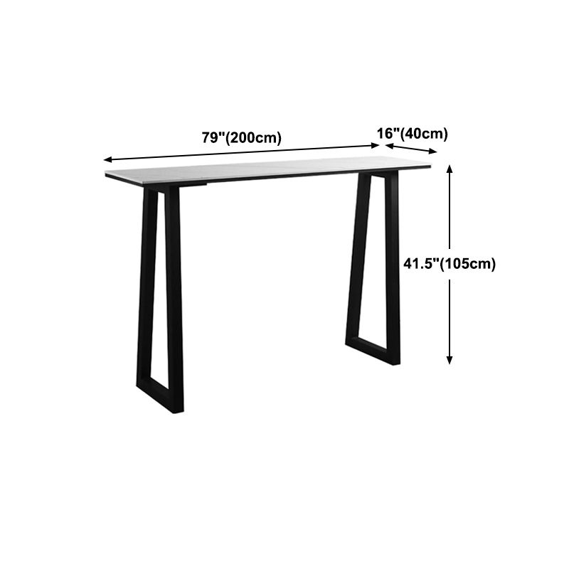 Industrial Rectangle Indoor Bar Dining Table White Stone Bistro Table Fixed Table