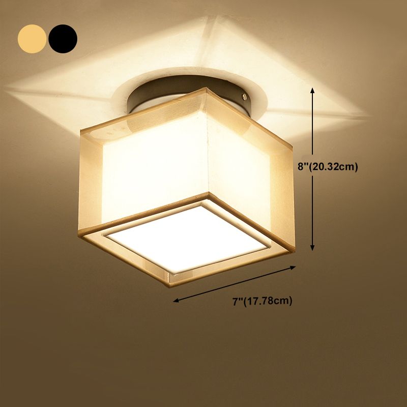 Luz de montaje de techo geométrico de tela Luz de luz de montaje tradicional Luz montada en el techo del pasillo