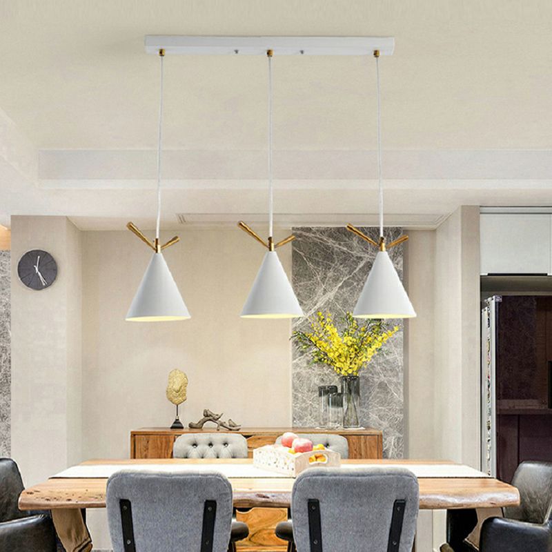 Modern Cone Shade Island Pendant Light 3-Light Ceiling Light with Metal Shade