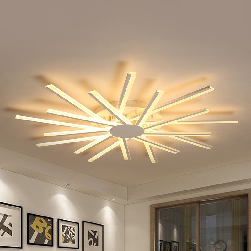 31.5"/39" W LED Living Room Ceiling Mounted Light White Semi Flush Light Fixture with Spiral Acrylic Shade in Warm/White Light