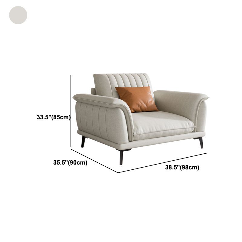 Glam Sewn Pillow Back Flared Arm Living Room Faux Leather Seating
