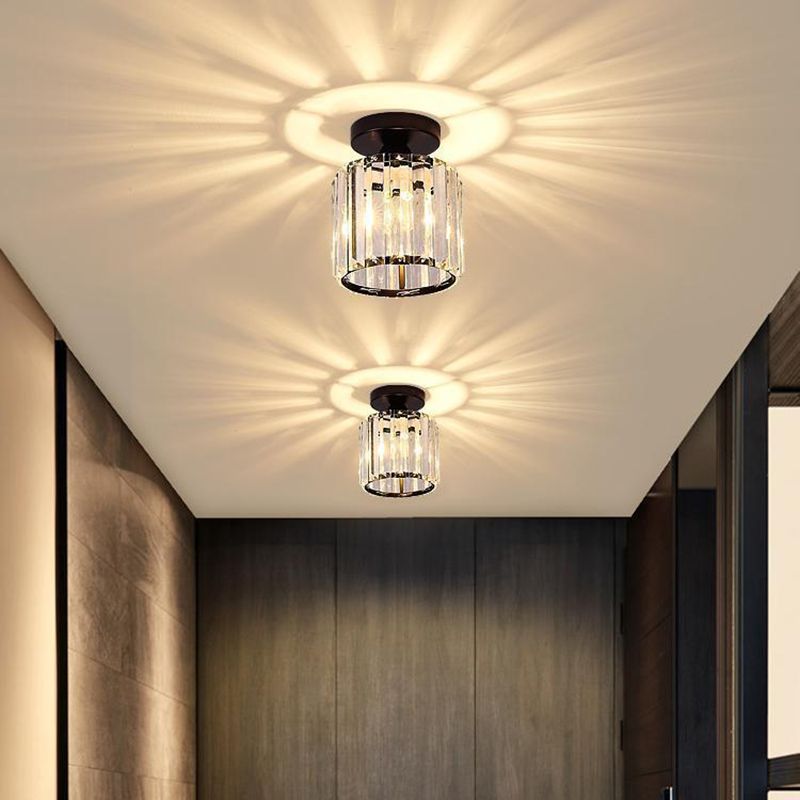 Contemporary Ceiling Light Crystal Ceiling Mounted Fixture for Hallway with Hole 3" Dia