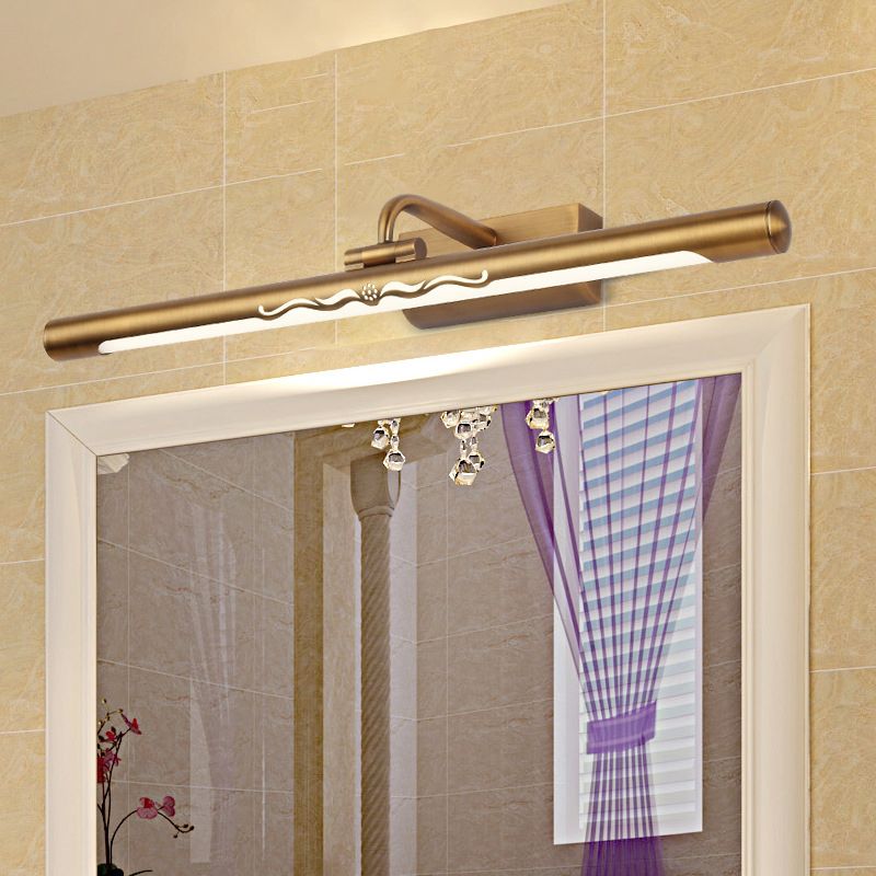 Waterproof Linear LED Wall Light Metal Antique Brass Vanity Neutral Light for Dressing Room