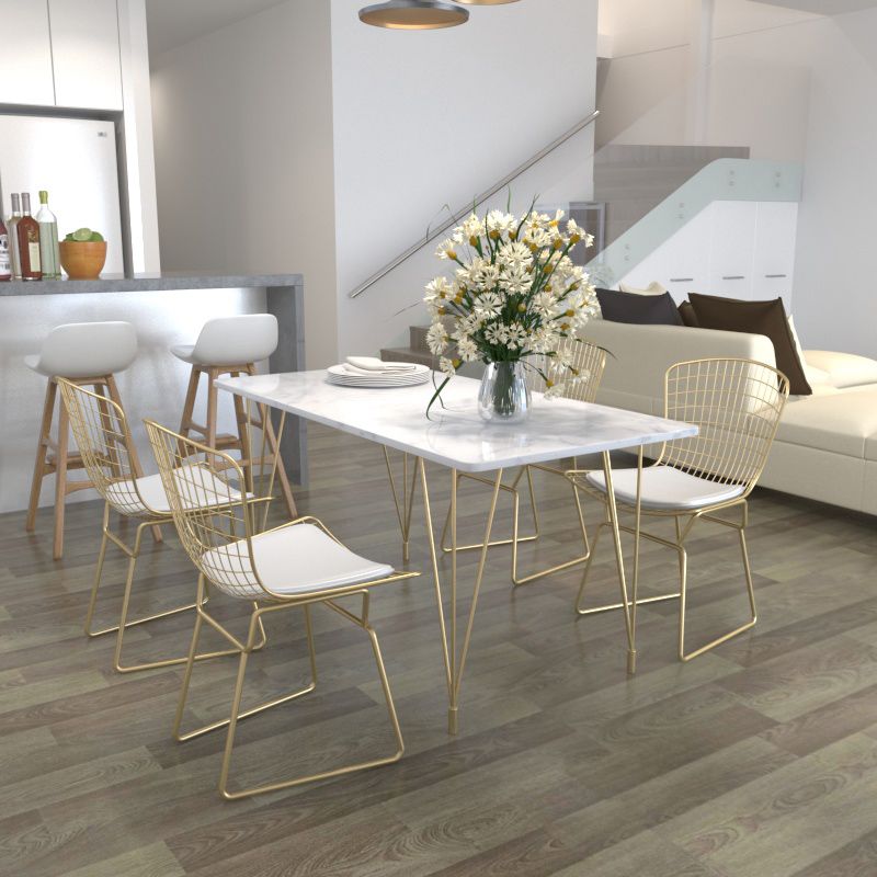 Modern 1/2/5/7 Pieces Dining Furniture Faux Marble Top Rectangle Dining Set for Home