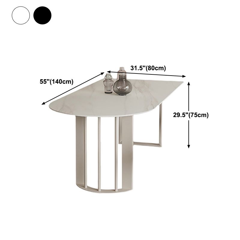 White Stone Top Dining Table Modern Dining Table with Sled Base