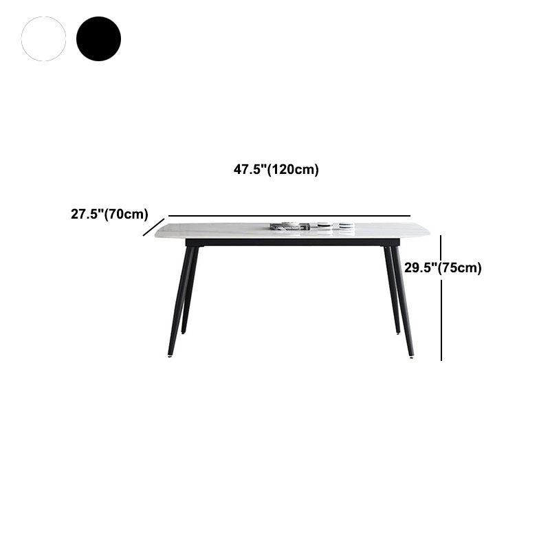 Stone Top Dining Table Traditional Luxury Table with 4 Legs in Black