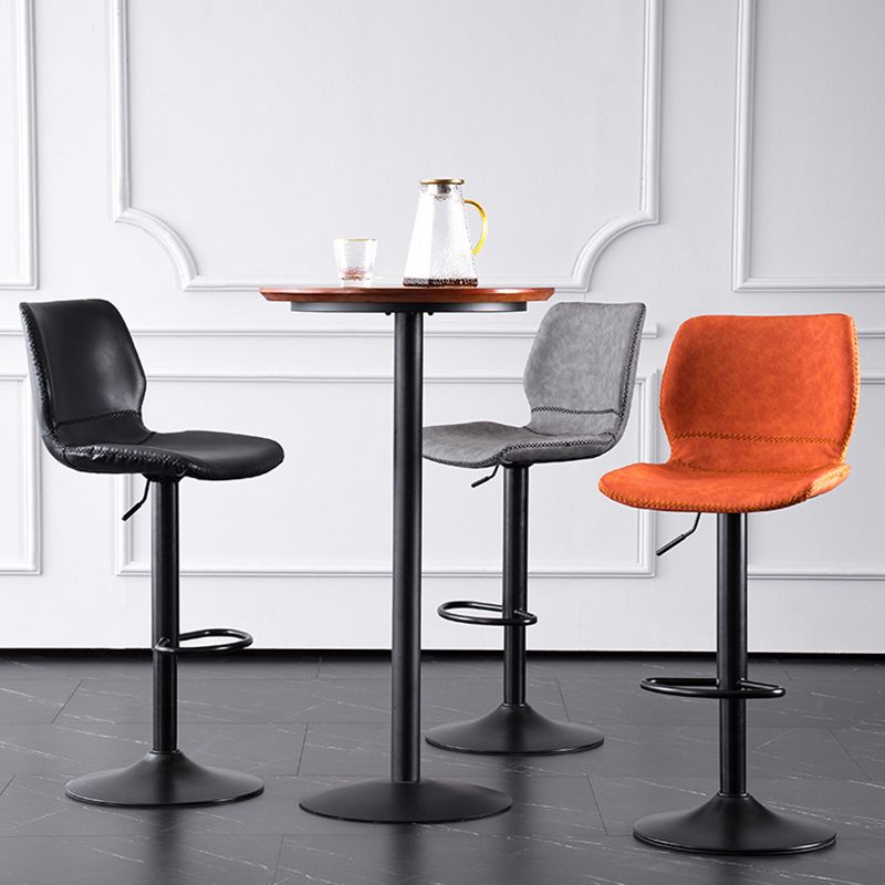 Contemporary Metal Barstool PU Leather Barstools in Matte Finish for Home