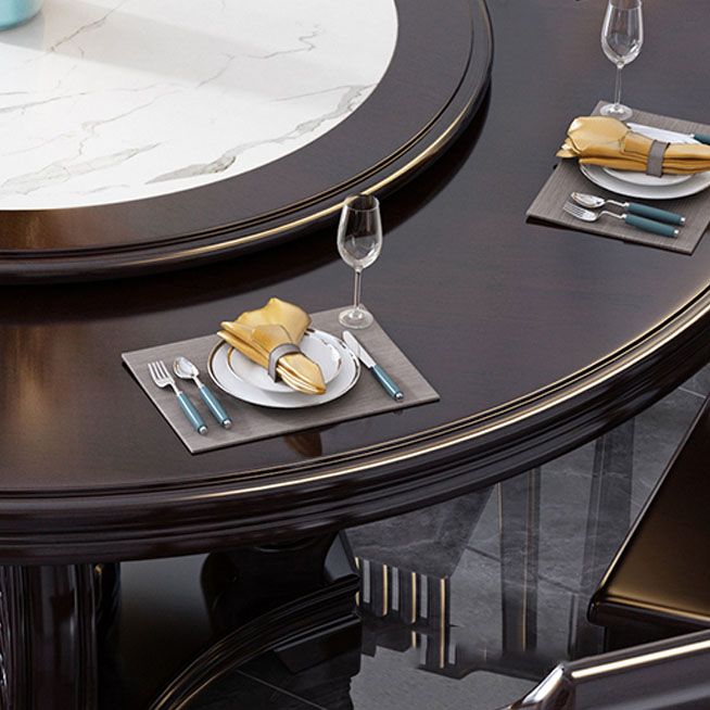 Pedestal Dining Table Solid Wood Convertible Table for Dining Room