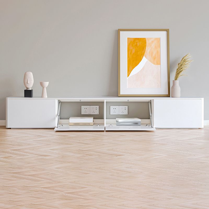 White TV Stand Console Contemporary Media Console for Living Room