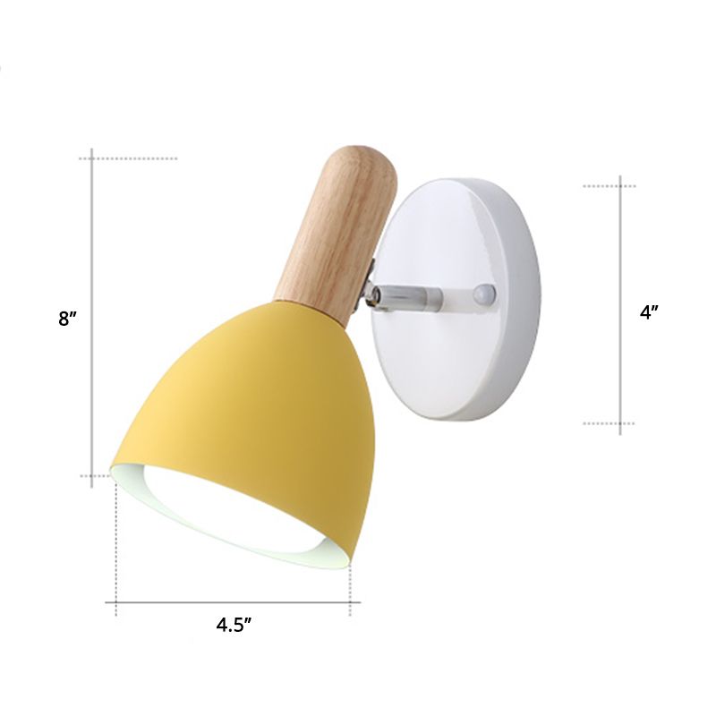 Childrens Style Bell Shaped Sconce Metal 1-Bulb Bedroom Reading Wall Lamp with Pivot Joint