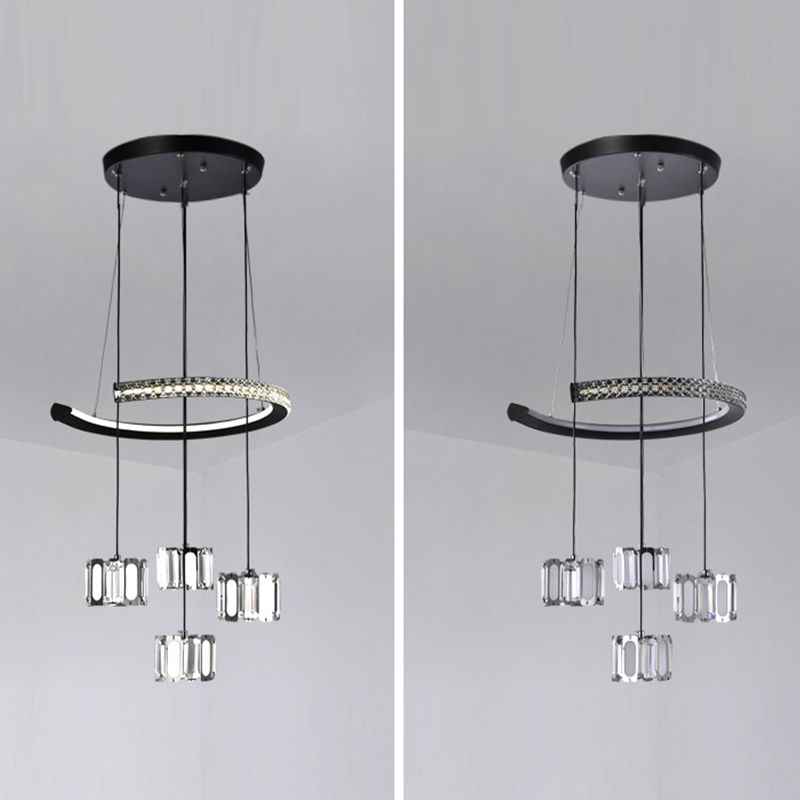 Nordic Crystal Chandelier Geometric 5 Lights Chandelier Pendant for Living Room