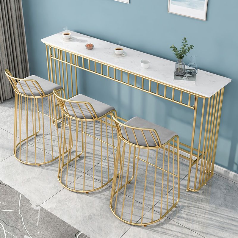 Industrial Rectangle Bistro Bar Desk Faux Marble Bistro Table for Indoor