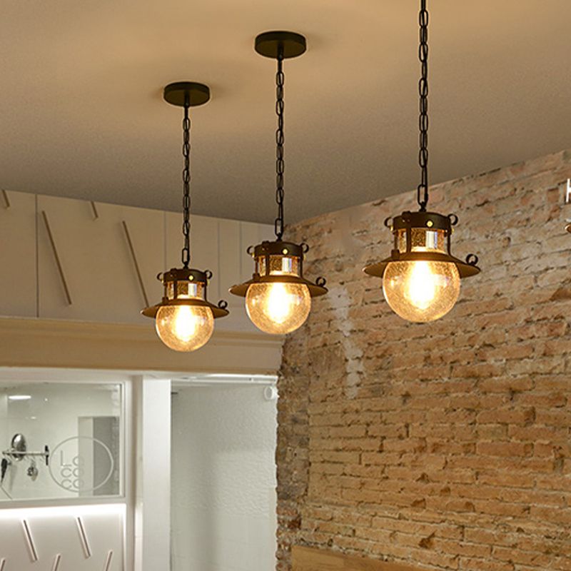 In stile industriale a forma di globo vetro leggero 1 lampada appesa alla luce in chiaro