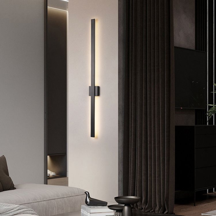 Lineare Schattenwandbeleuchtung moderner einfacher Stil 1 Licht Leuchten Licht in Schwarz und Gold