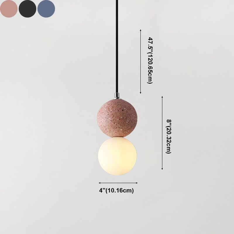 1-Light Spherical Hanging Pendant Modern Style Glass Hanging Lighting for Living Room
