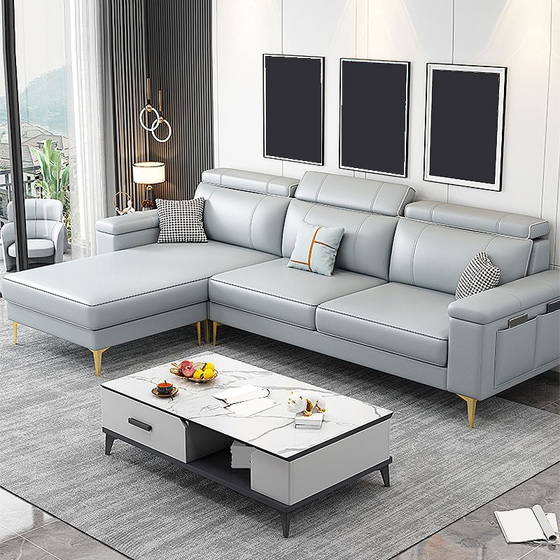 Faux Leather High Back Pillow Top Arm Sectional Wear and Stain-Resistant Sofa