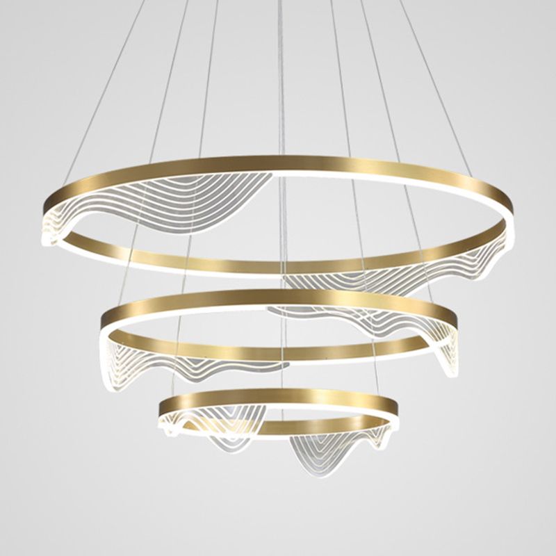 Ring Bedroom Chandelier Pendant Light Metal LED Simple Style Pendant Lighting Fixture in Gold