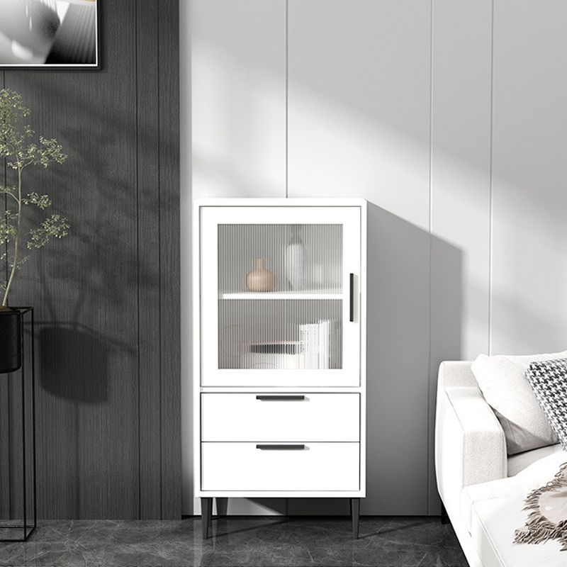 11.8" W Contemporary Bar Pulls Accent Chest in White/ Blue/ Green with Steel Legs