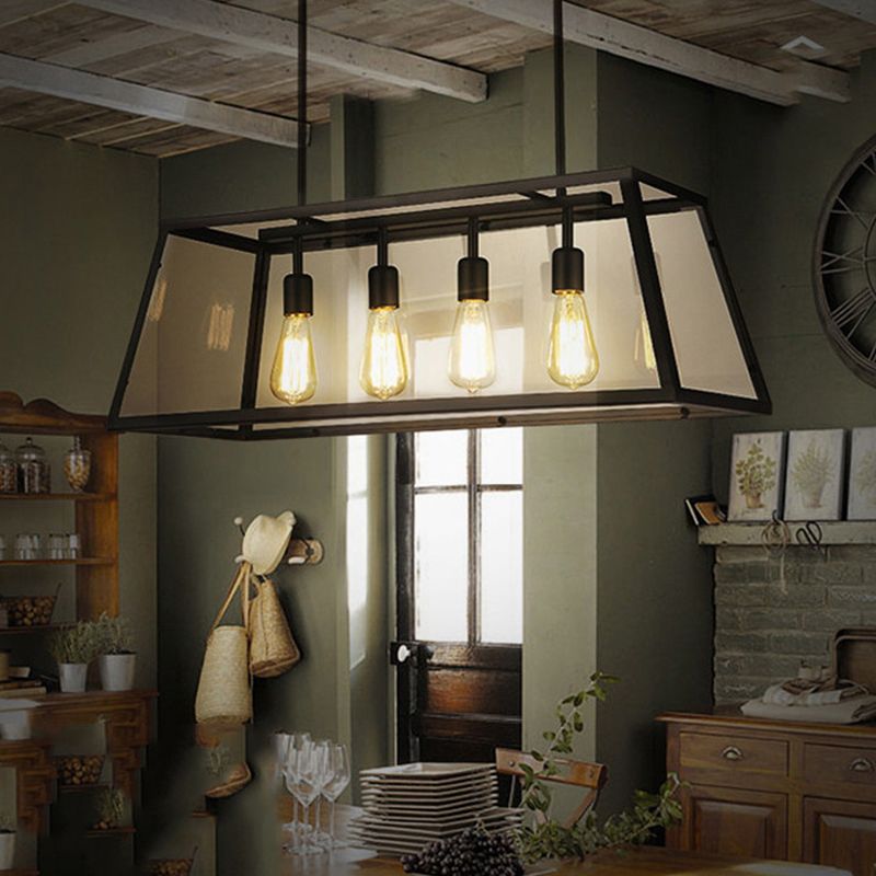 Industrial Trapezoid Island Lighting Metal Multiple-Light Island Pendant