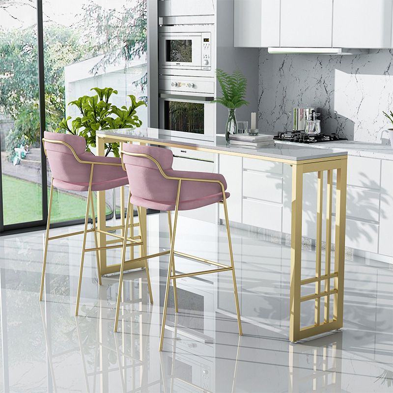 Glam Style Rectangle Bar Table Faux Marble Fixed Bar Height Table for Indoor