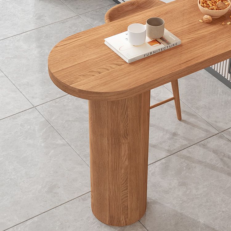 Industrial 41.3"H Bar Table Brown Wood Specialty Top Bistro Table with Double Pedestal