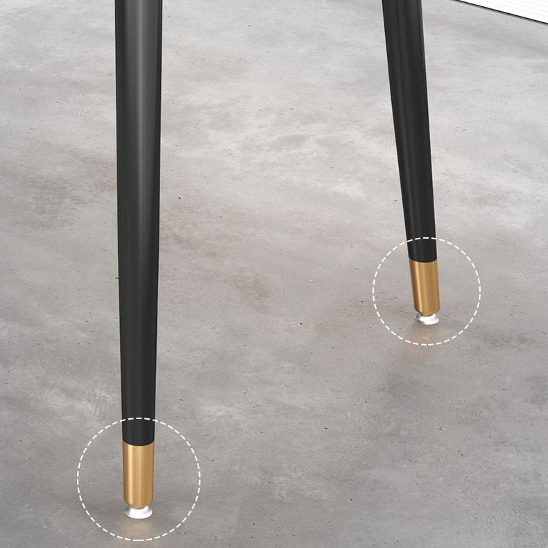 Luxury Sintered Stone Top Table Rectangle Home Desk with 4 Black Metal Legs