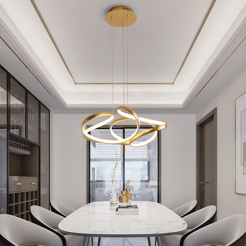 Lampada per il ristorante in metallo Twisty Led Lamting Lamping Slease Gold Hanging Lampada per il ristorante