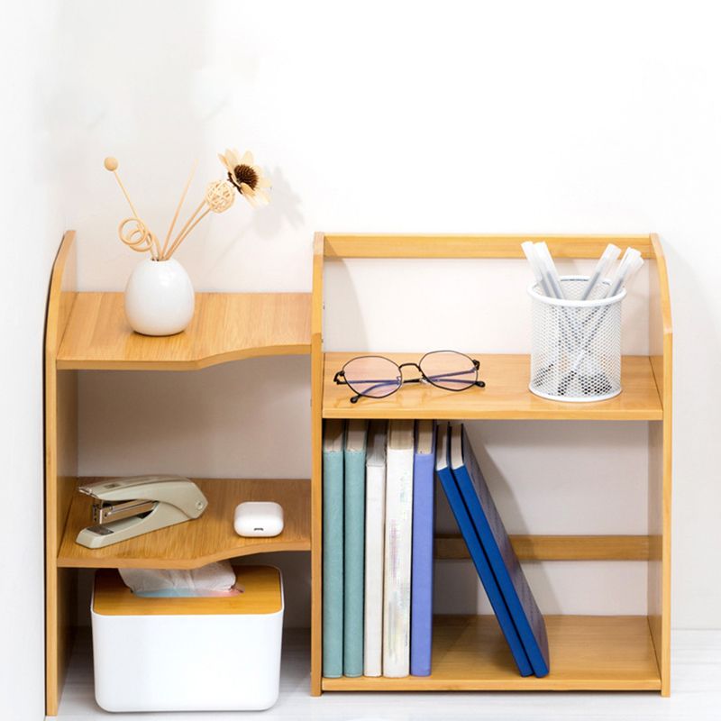 Modern Style Open Back Bookshelf Bamboo Bookcase with Shelves