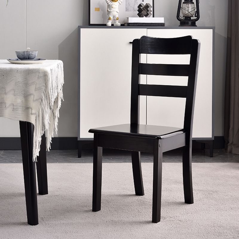 Sillas de comedor sin brazos para el hogar, silla lateral con respaldo de escalera y patas de madera (juego de 2)