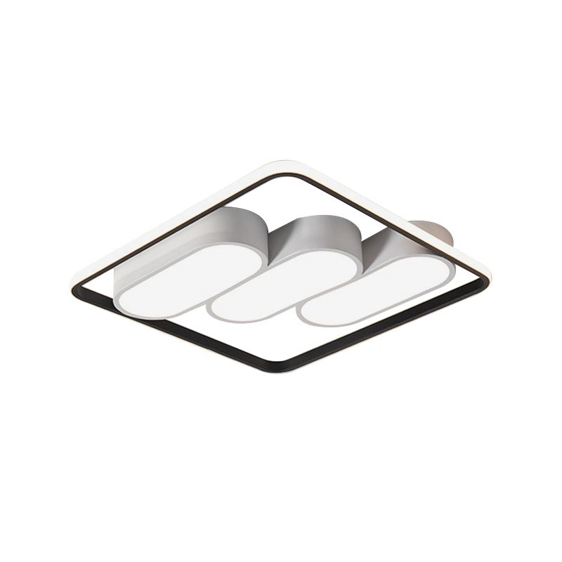 White and Black Square Frame Flushmount Modernism LED Metal Flush Mount Ceiling Light