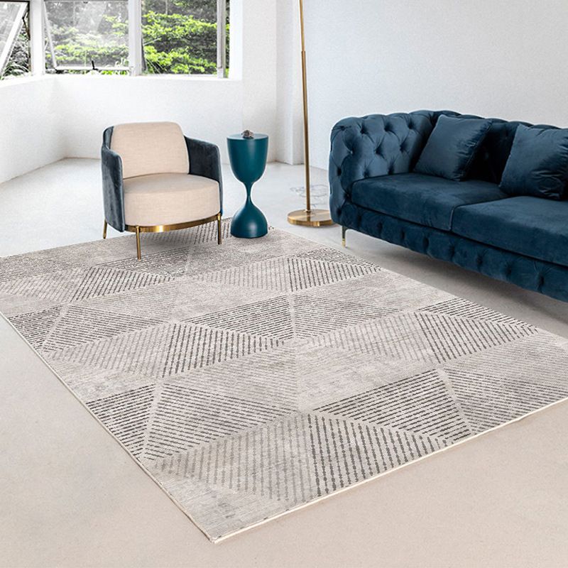 Geometric Khaki Rug Modern Patchwork Area Carpet Polyester Stain Resistant Carpet for Living Room