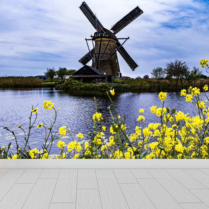 Whole Riverside Windmill Mural Decal for Wall Decor Contemporary Guest Room Wall Art
