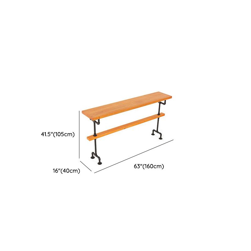 Industrial Style Bar Table Rectangle Solid Wood Pub Table in Brown
