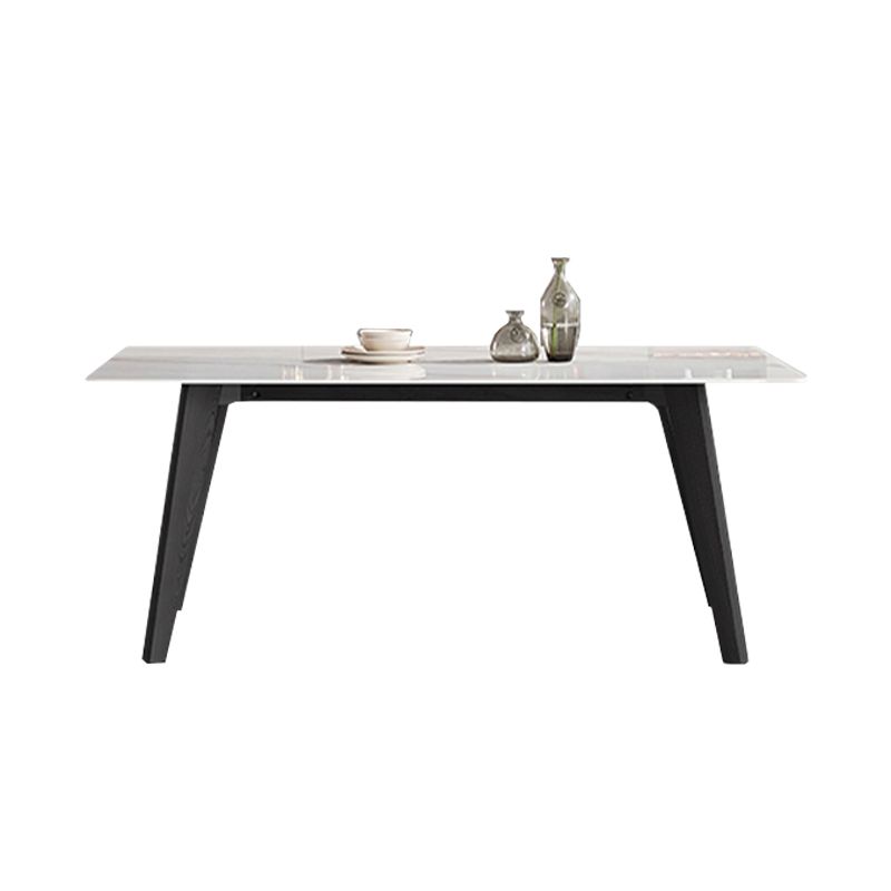 Industrial Stone Top Rectangle Table White and Black Dining Room Table