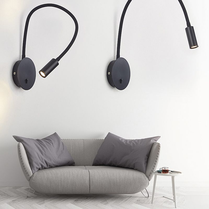 Contemporary Style Round Sconce Light Fixtures Metal 1 Light Wall Mounted Reading Lights