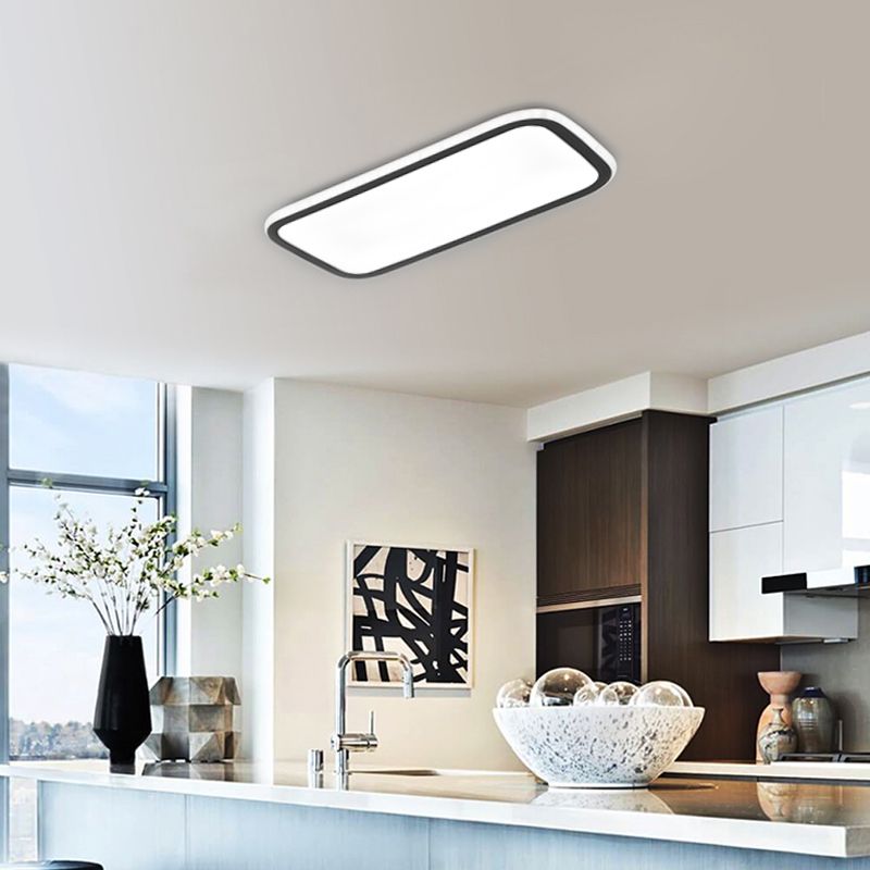 Metal Square Flush Ceiling Light Modern 1 Light Flush Ceiling Light Fixtures in White