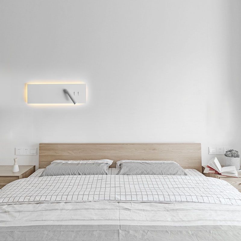 Moderna luce montata a parete rettangolare 1 lampada da parete in ferro per riflettori per camera da letto