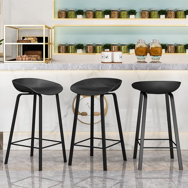 Modern Armless Backrest Counter Stool Iron Cafe Bar Stool with Acrylic Seat