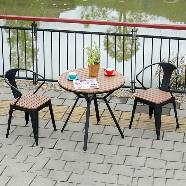 Industrial 1/3/5 Pieces Metal Dining Set Reclaimed Wood Table Set for Outdoor