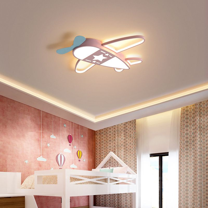 Modern Airplane Flush Light Metal 5 Light Flush Mount Lighting for Children's Room