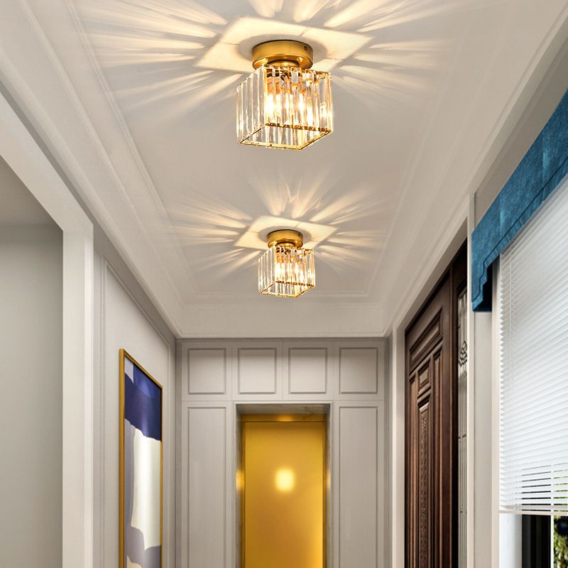 Crystal Geometric Flush Mount Lights Contemporary Style 1 Light Flush Mount Fixture