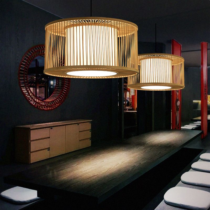 Lampada a ciondolo di bambù giapponese BEIGE BEIGE Luce sospesa