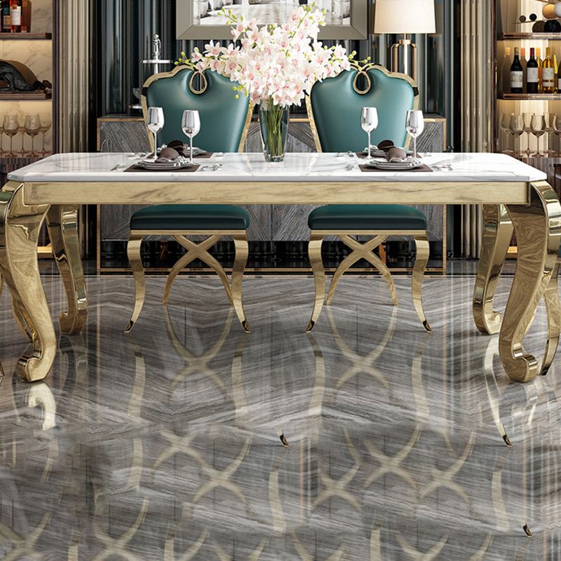 Rectangle Shape Luxury Style Dining Table Marble Fixed Table for Kitchen