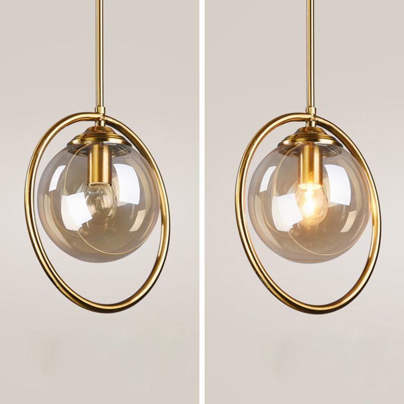 Luminaires suspendus en métal Globe lampe de suspension nordique avec nuance en verre