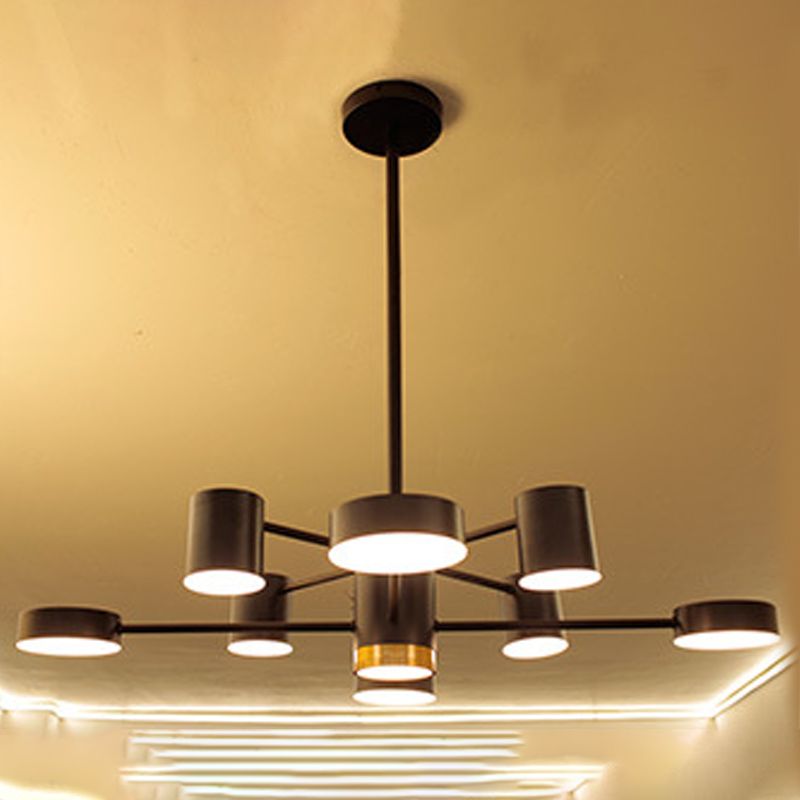 Black Spoke-Like Chandelier Lighting Fixture Simple Style Metal Pendant Chandelier