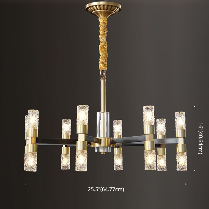 Minimalist Cylindrical Chandelier Pendant Light Metal Dinning Room Hanging Light Kit in Gold
